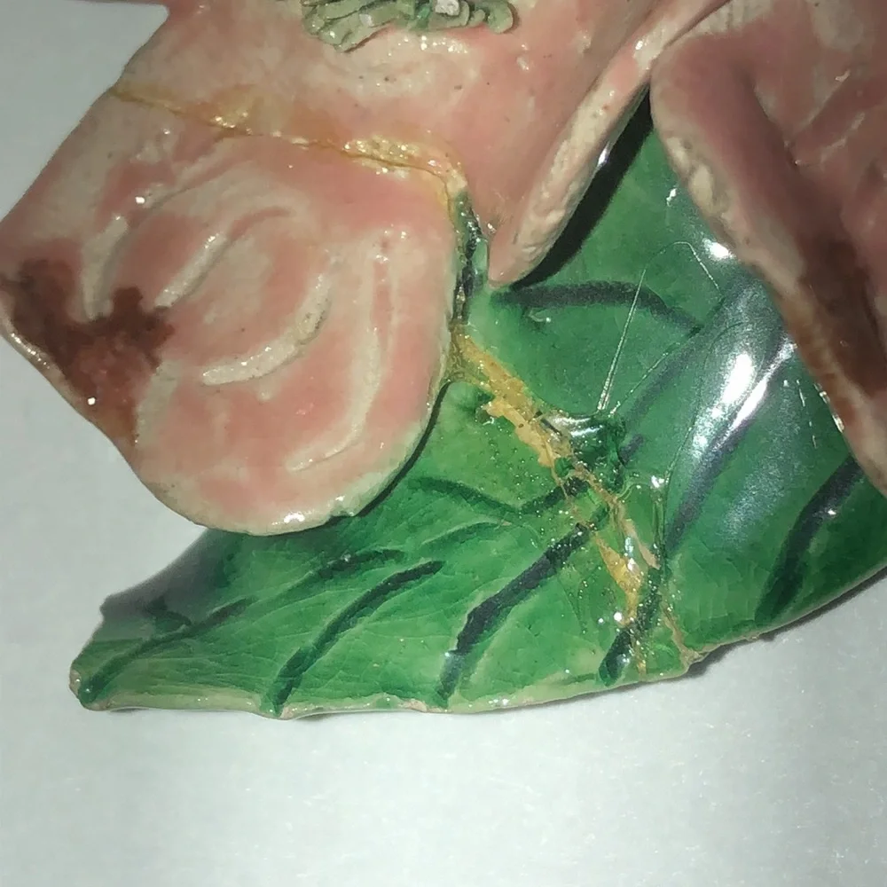 Vintage Pink Floral Ceramic Brooch
